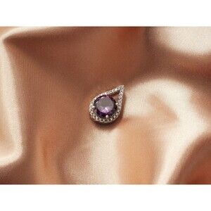 925 Sterling Silver AMETHYST CUTE Gemstone Pendant Necklace